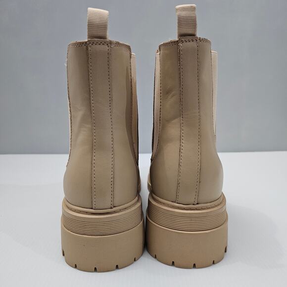 Marc Fisher Pietro Ankle Bootie Women 9.5 Tan Leather Platform Chelsea Lug Sole - Picture 10 of 16